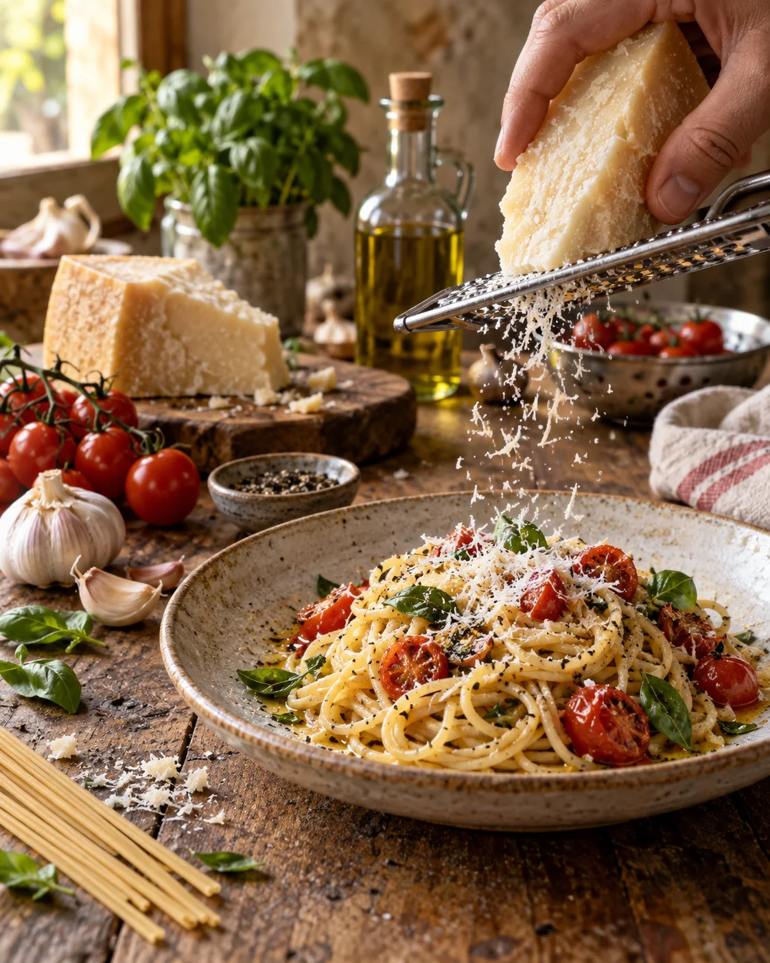 Italienische Pasta mit klassischen mediterranen Zutaten