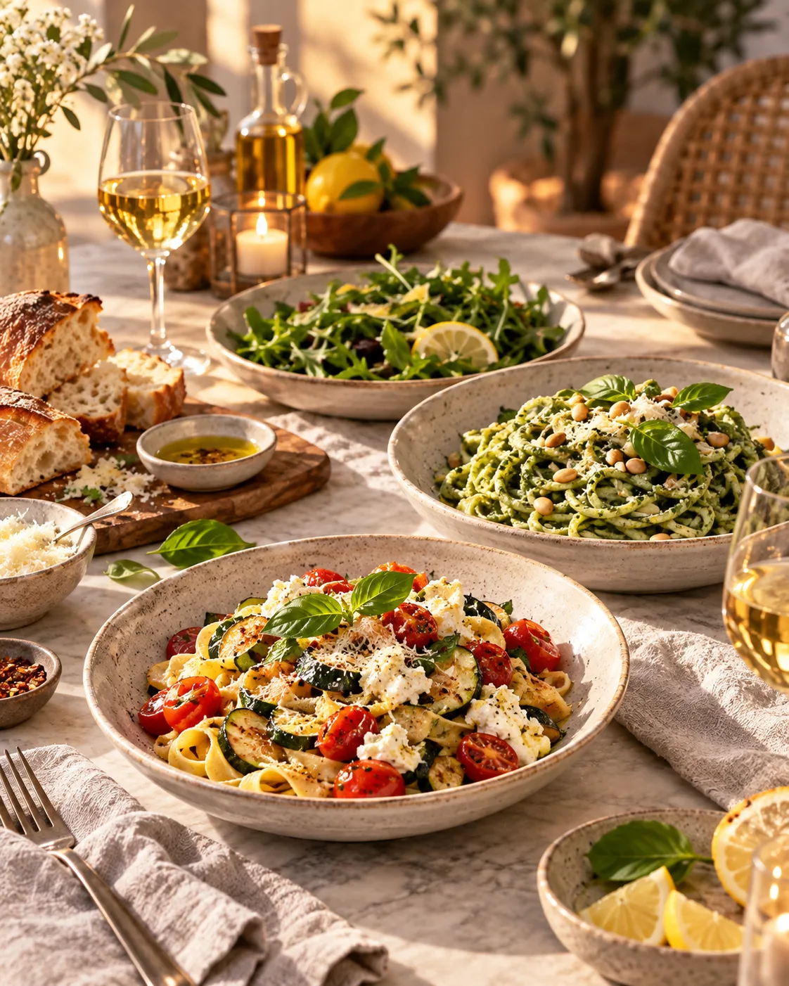 Vegetarisches italienisches Pasta-Abendessen