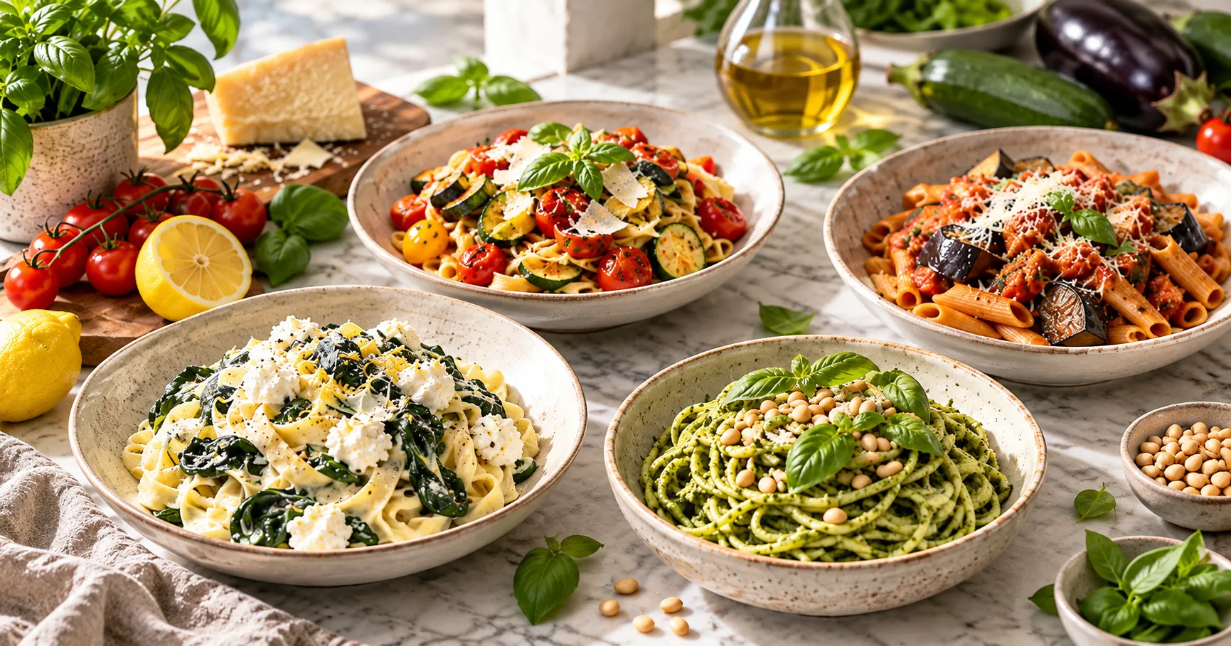 Mediterrane Pasta mit Tomaten, Zucchini und Sommergemüse
