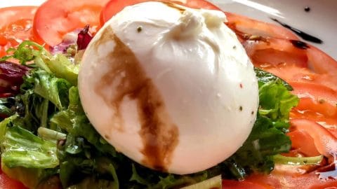 Burrata mit Tomaten und Salat