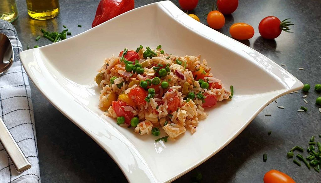 Reissalat mit Thunfisch und Feta - nach italienischem Rezept