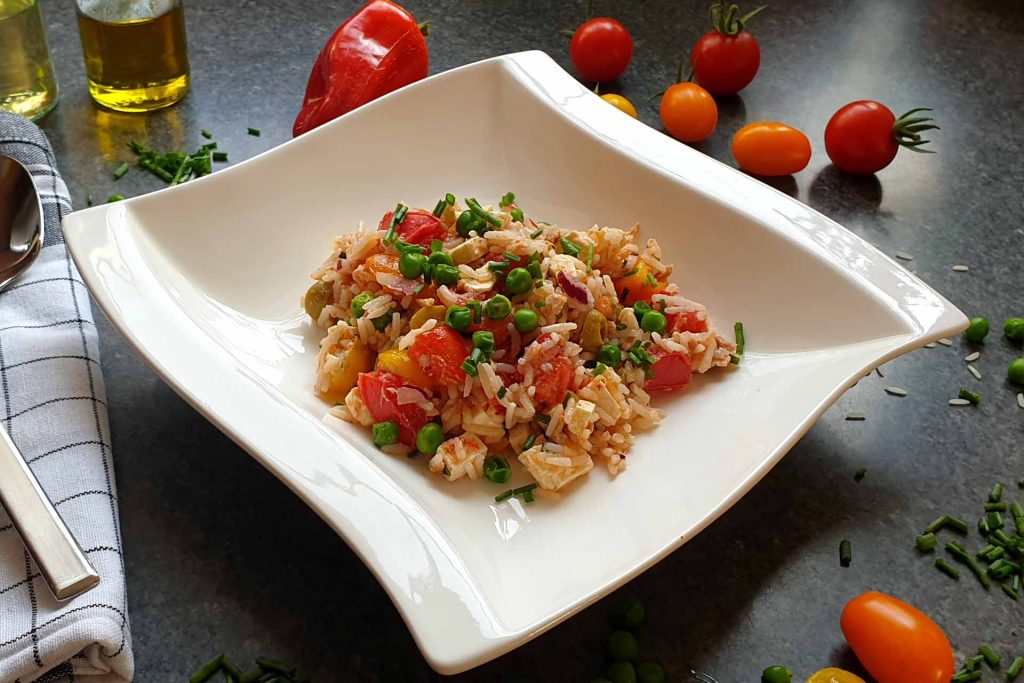 Reissalat mit Thunfisch und Feta - nach italienischem Rezept