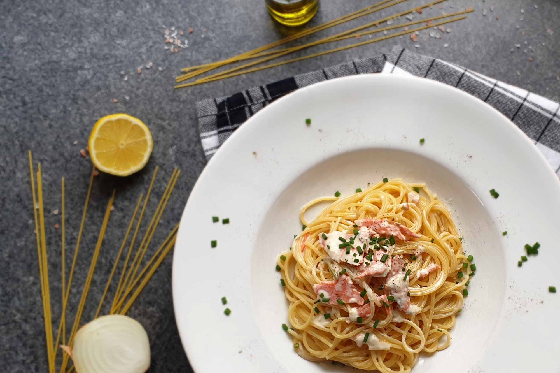 Spaghetti mit Räucherlachs