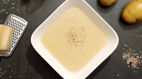 Cream of potato soup with parmesan