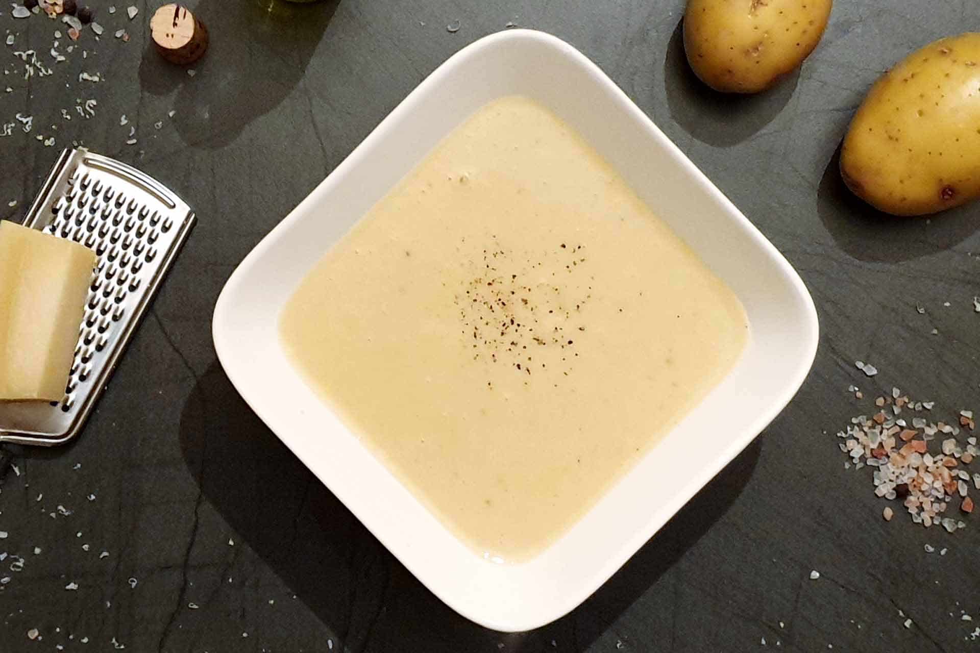 Cream of potato soup with parmesan