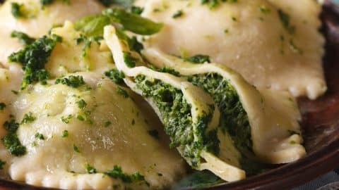 Gluten free ravioli with spinach and ricotta cheese
