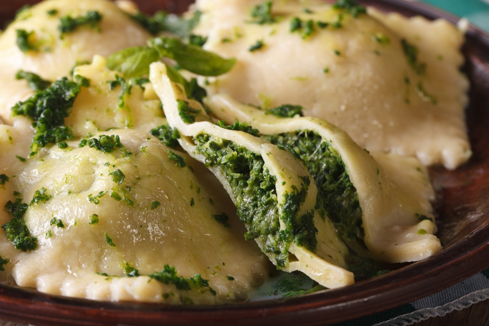 Gluten free ravioli with spinach and ricotta cheese
