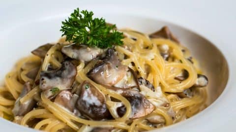 Pasta with mushrooms and cream