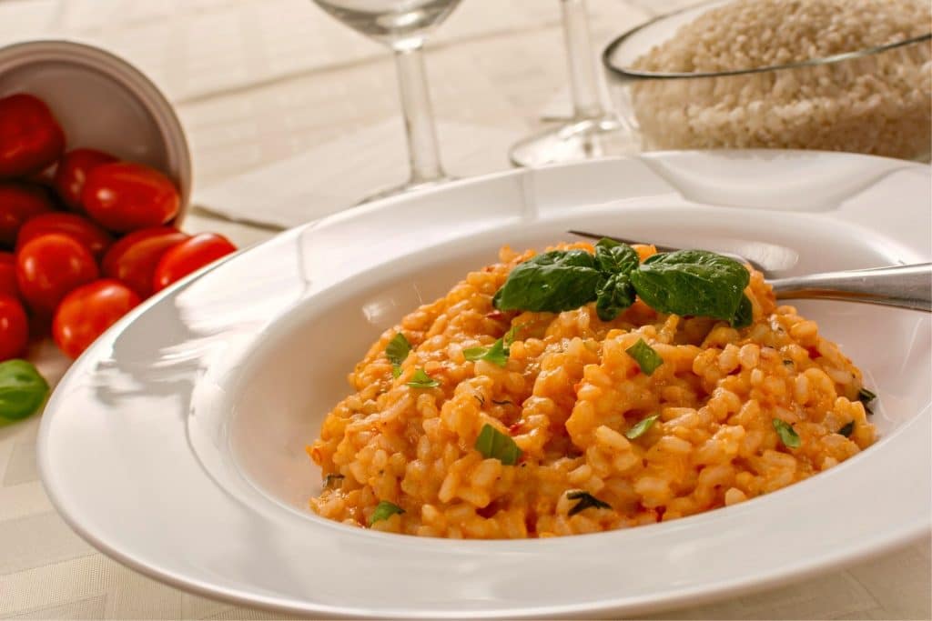 Tomato and mozzarella risotto