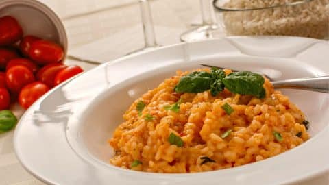 Tomato and mozzarella risotto