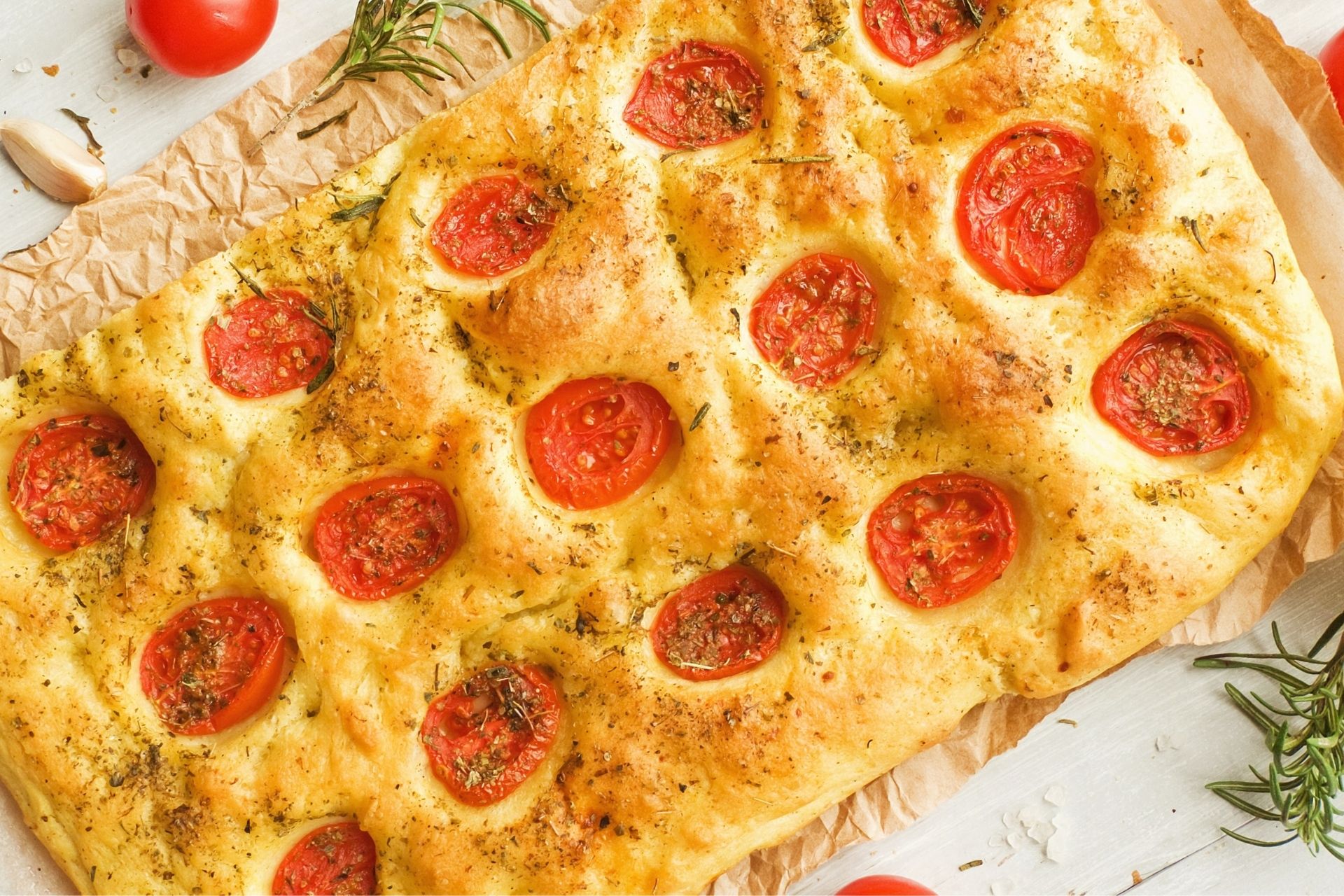 Focaccia with tomatoes