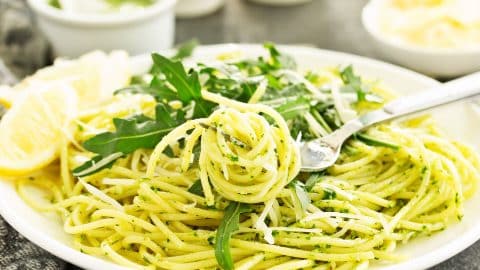 Arugula pesto pasta