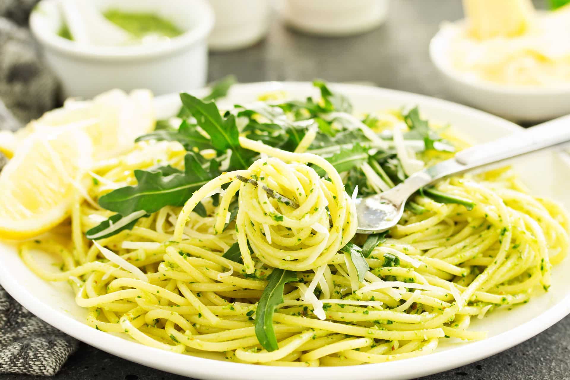Arugula pesto pasta