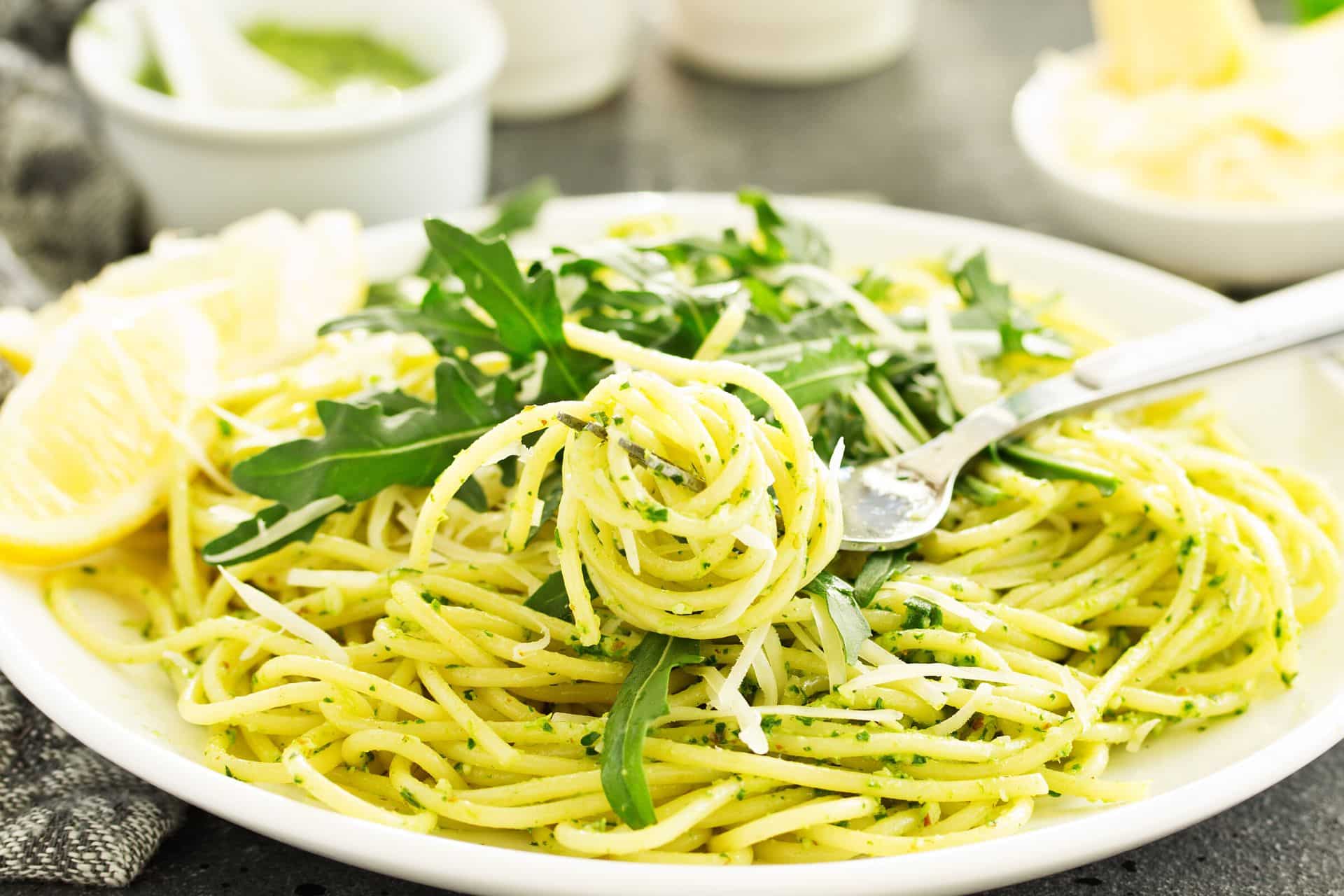 Arugula pesto pasta