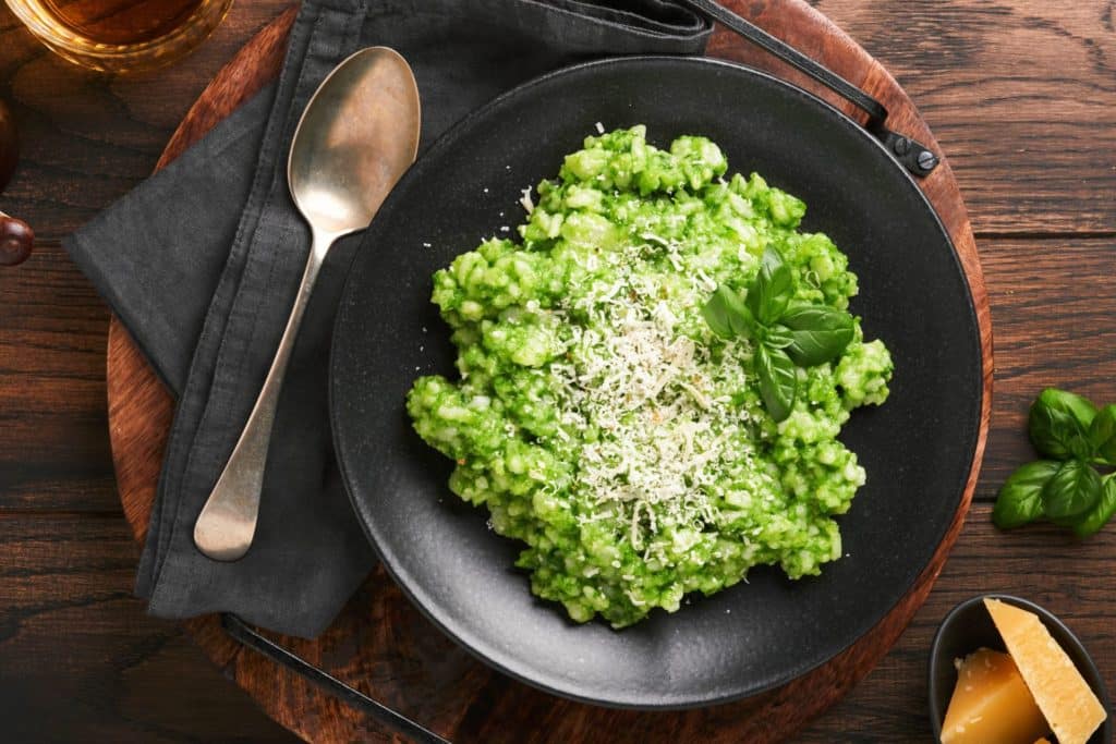 Risotto with zucchini pesto