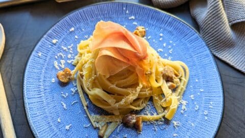 Pasta with chestnuts and Parma ham