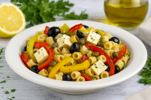 Nudelsalat mit Feta und Paprika