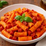 Pasta mit scharfer Salami