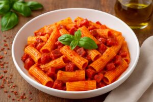 Pasta mit scharfer Salami