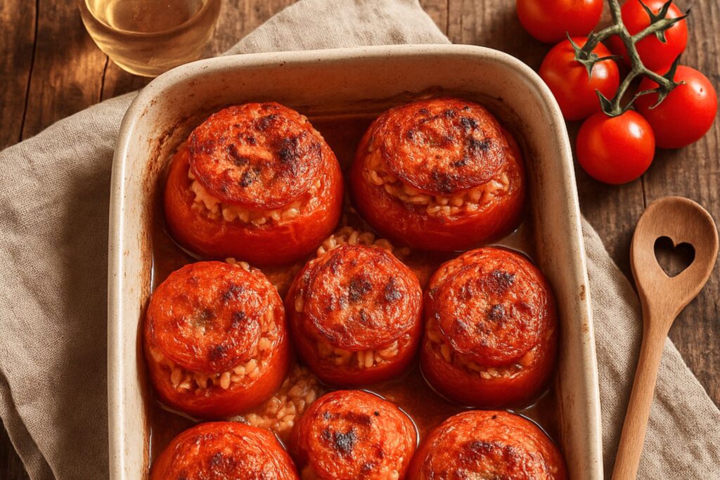 Gefüllte Tomaten mit Reis aus dem Ofen