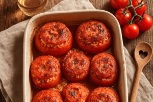 Gefüllte Tomaten mit Reis aus dem Ofen