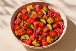 Brotsalat mit Wassermelone