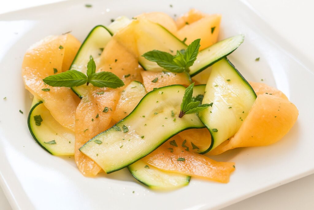 Carpaccio aus Melone und Gurke