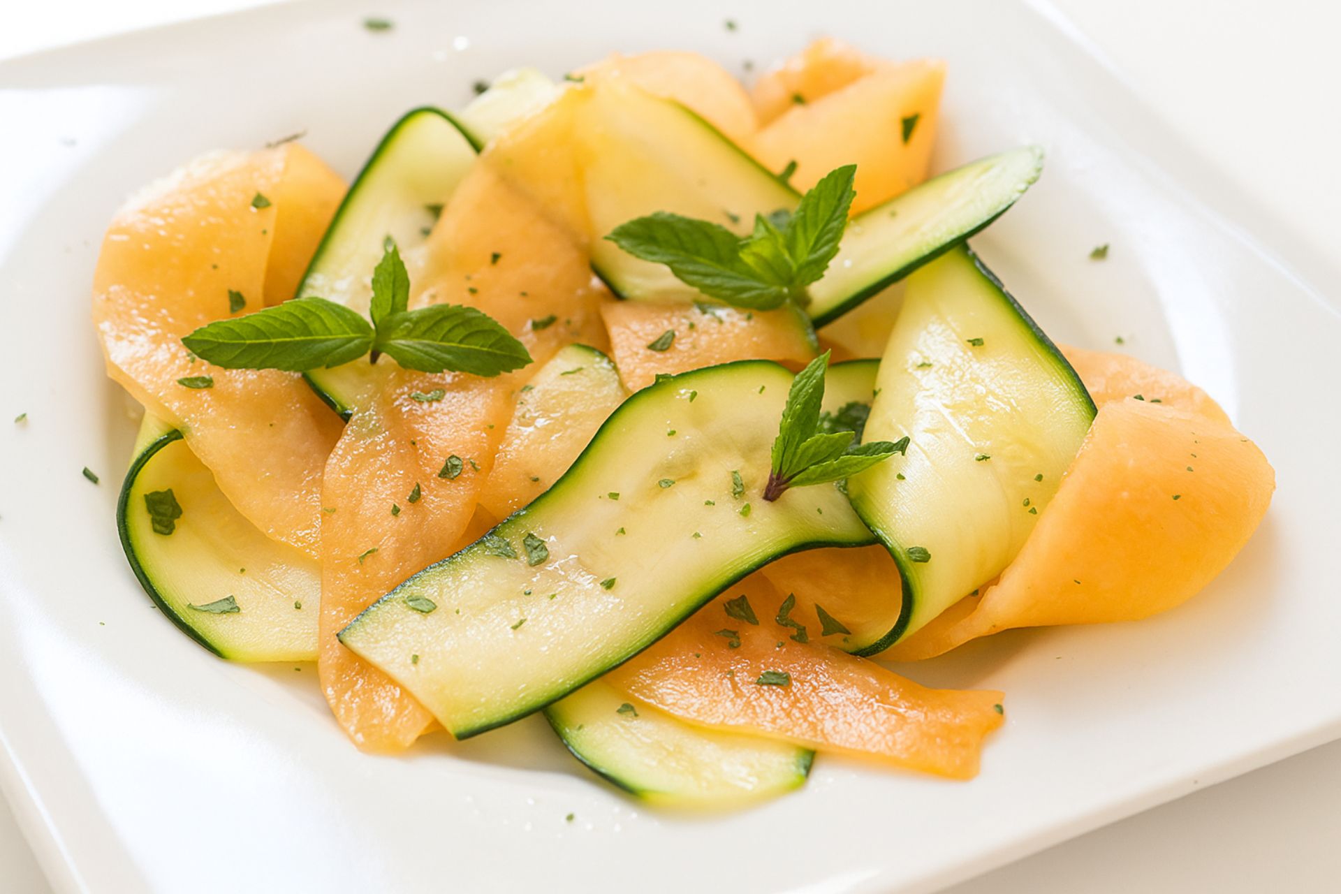 Carpaccio aus Melone und Gurke