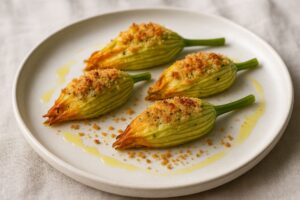 Gefüllte Zucchiniblüten mit Ricotta und Parmesan