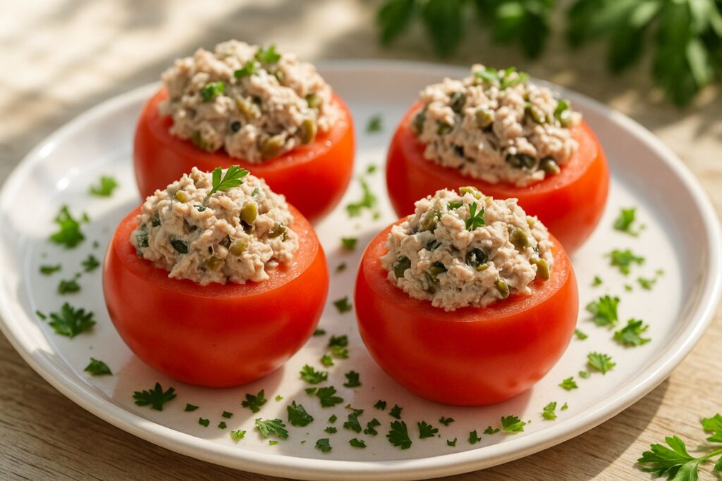 Kalte gefüllte Tomaten mit Thunfisch