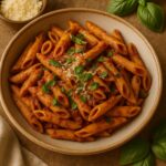 Pasta mit Pesto aus getrockneten Tomaten