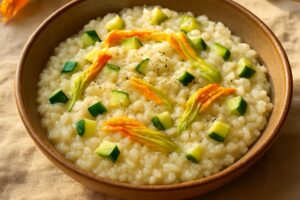 Risotto mit Zucchiniblüten und Zucchini
