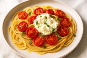 Spaghetti mit Kirschtomaten und Burrata