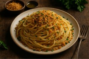 Spaghetti mit Sardellen und Semmelbröseln
