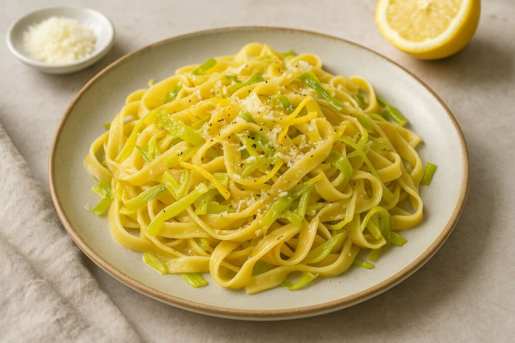Tagliatelle mit Lauch und Zitrone