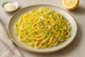 Tagliatelle mit Lauch und Zitrone