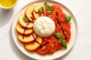 Tomaten Pfirsich Salat mit Burrata