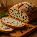 Weißbrot mit schwarzen Oliven