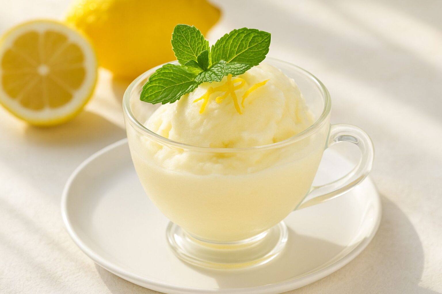 Zitronen Sorbet - cremig &amp; frisch - Sorbetto al limone