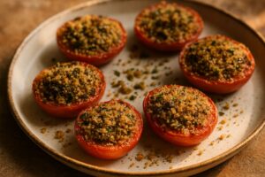 Gebackene Tomaten mit Semmelbröseln und Sardellen