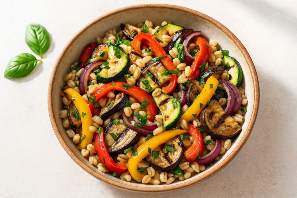 Gerstensalat mit gegrilltem Gemüse