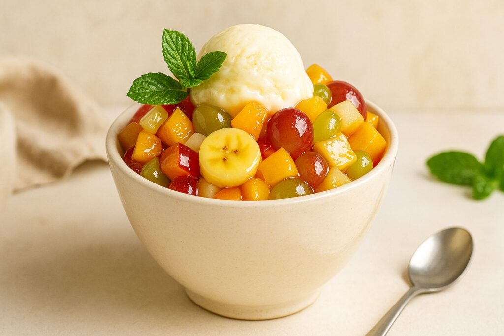 Obstsalat mit Eiscreme
