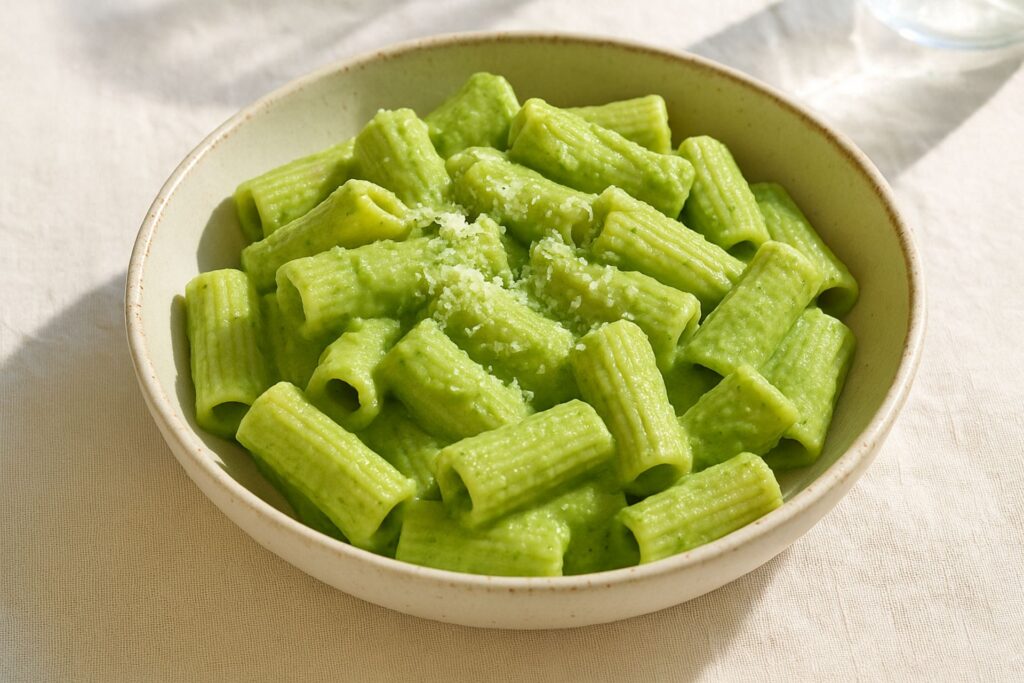 Pasta mit grüner Bohnencreme