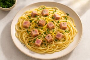 Spaghetti mit frischem Thunfisch und Zitrone