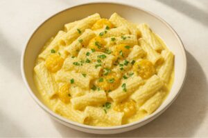 Tortiglioni mit gelber Tomatensoße