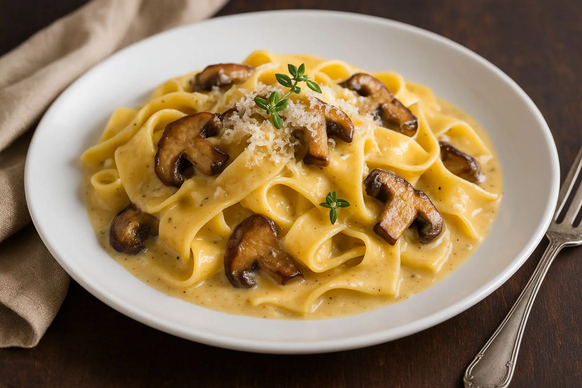 Pappardelle mit Taleggio-Käse und Steinpilzen