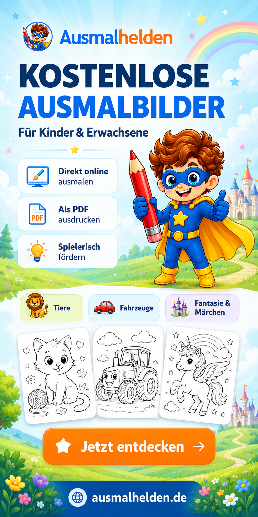 Kostenlose Ausmalbilder auf Ausmalhelden.de