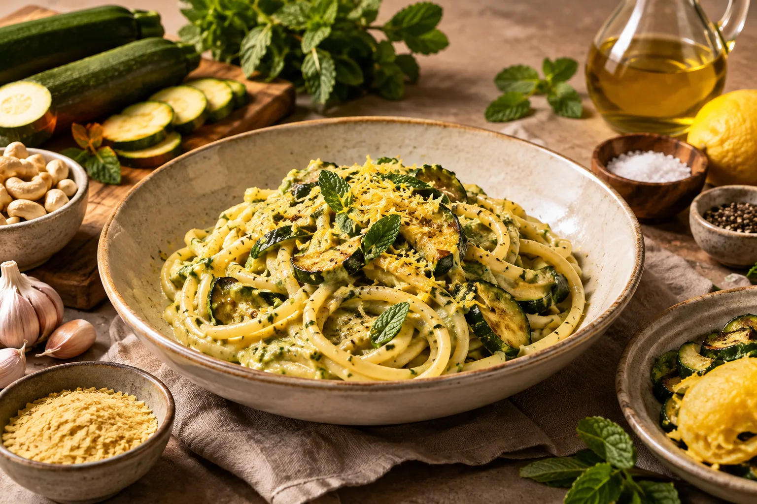 Bucatini mit Zucchini und Minze