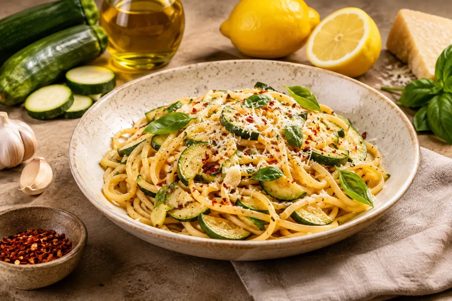 Pasta con zucchine e limone